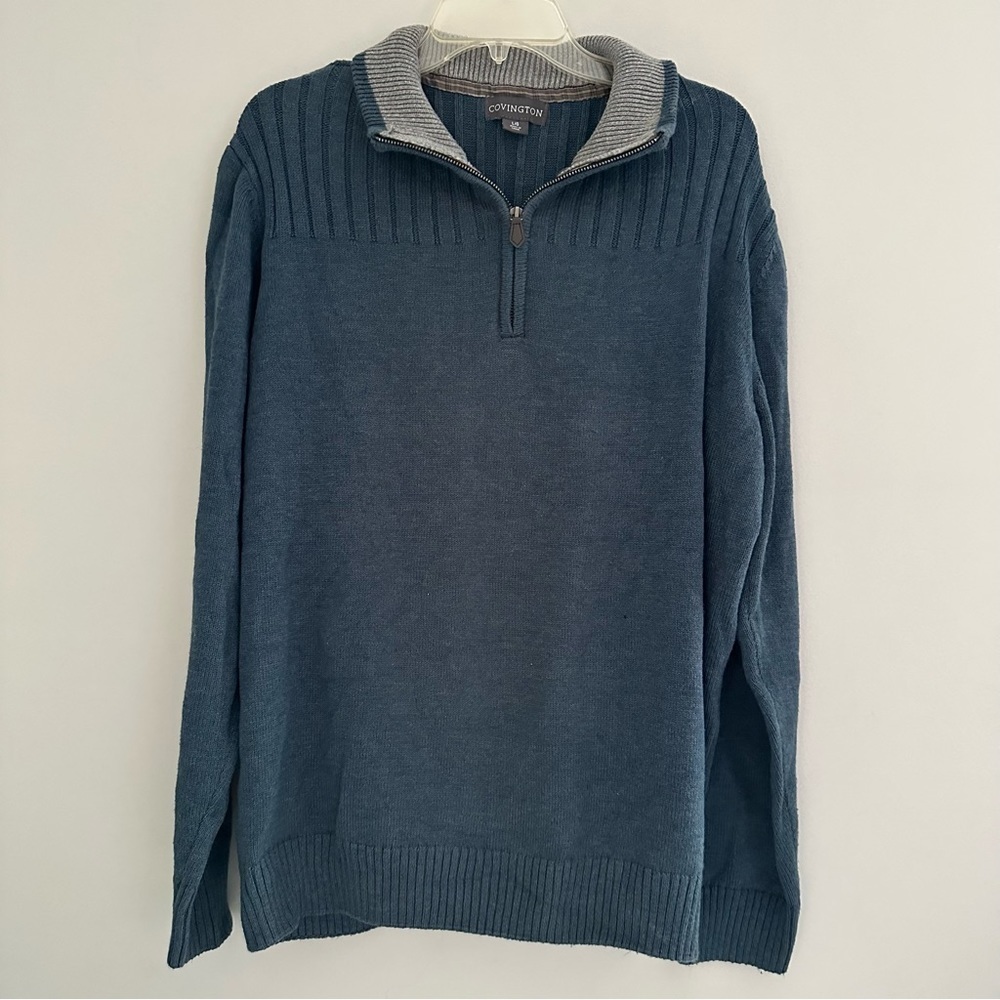 Covington Mens Blue Half Zip pullover sweater in blue